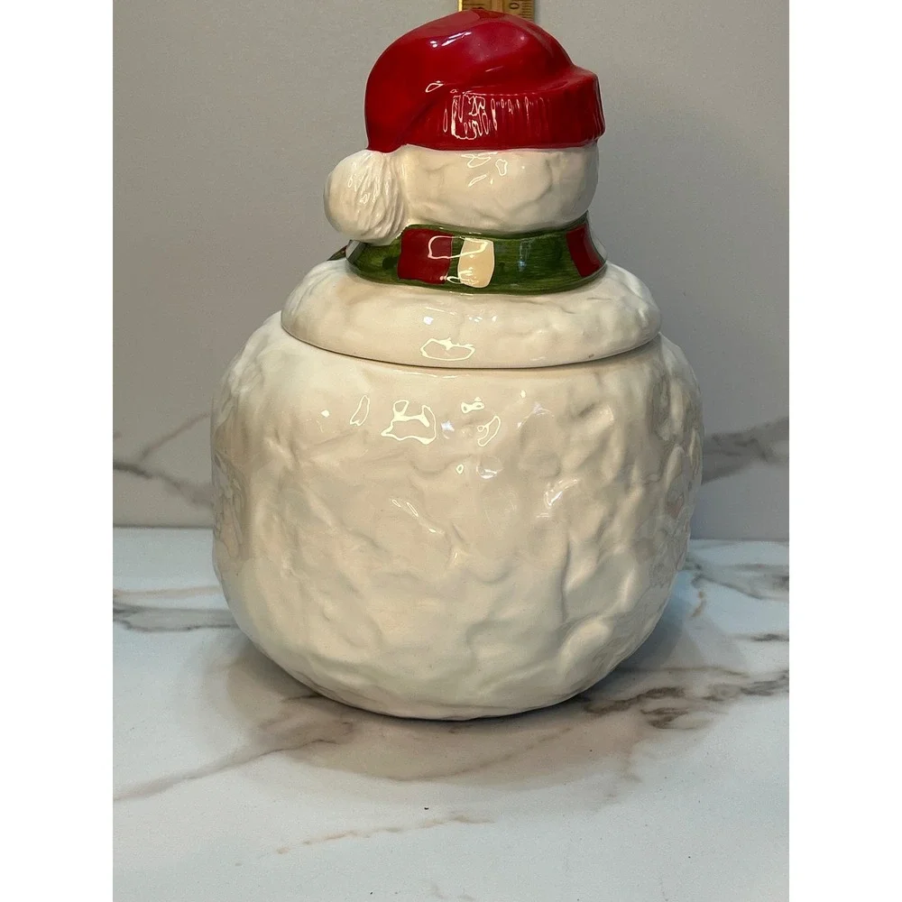 Vintage 1988 HOMCO Snowman Cookie Jar Christmas Ceramic Home Interiors Mexico